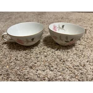 PICARDY Contour Pink Rose Porcelain Cups Set of 2 Japan Vintage Replacement